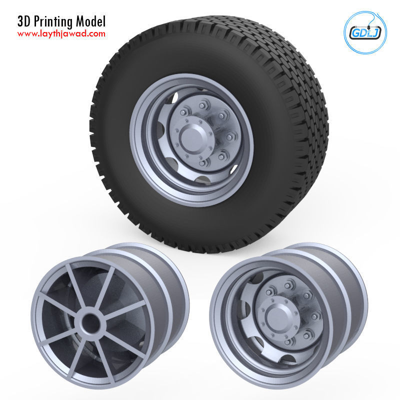 Truck Tire Mold With 3 Wheels 3D print model_5