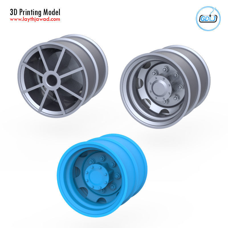 Truck Tire Mold With 3 Wheels 3D print model_8