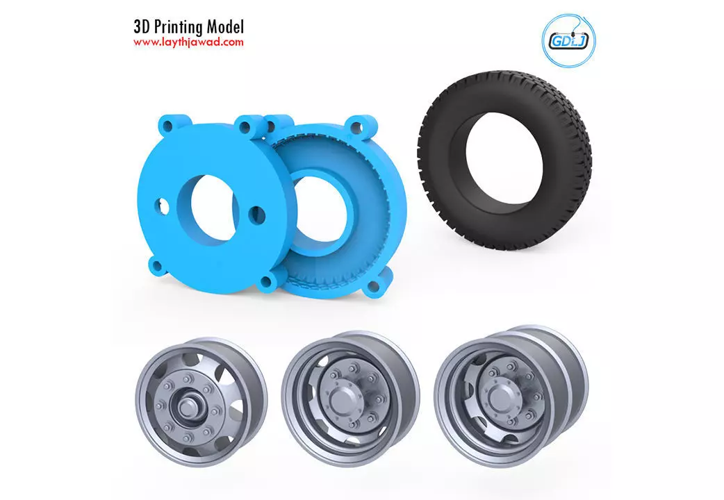 Truck Tire Mold With 3 Wheels 3D print model_0