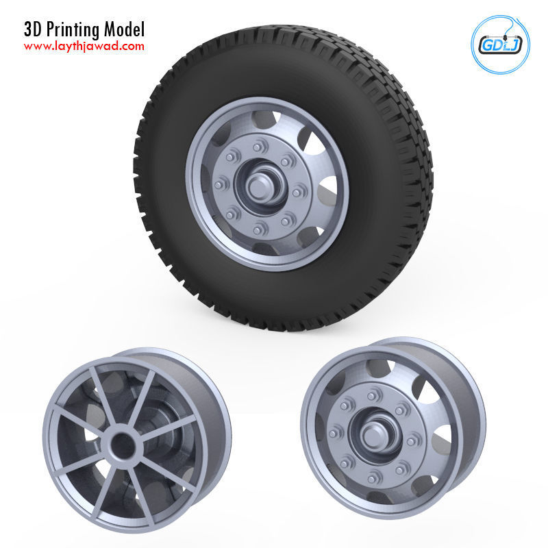 Truck Tire Mold With 3 Wheels 3D print model_3