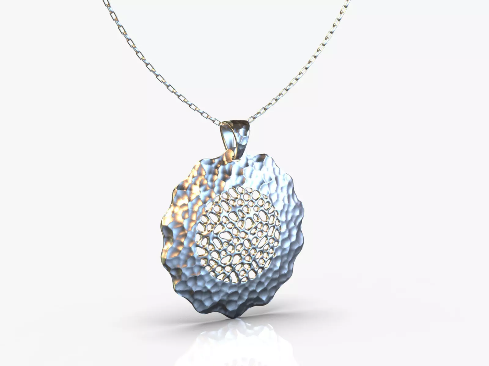 Pendant silver with circle 3D print model_0