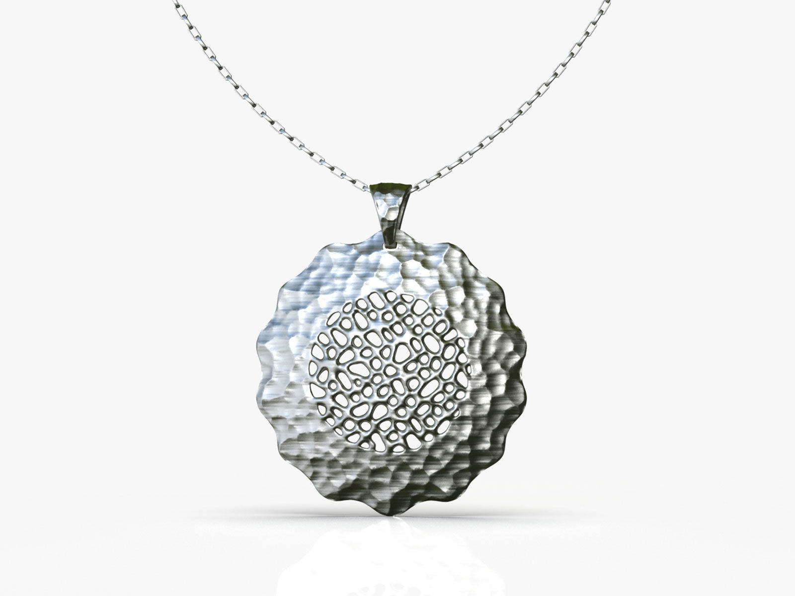 Pendant silver with circle 3D print model_7