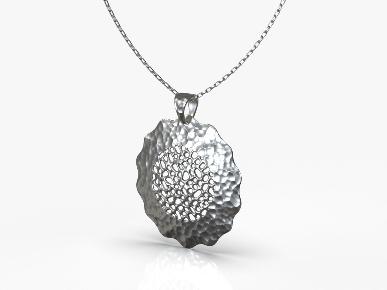 Pendant silver with circle 3D print model_9
