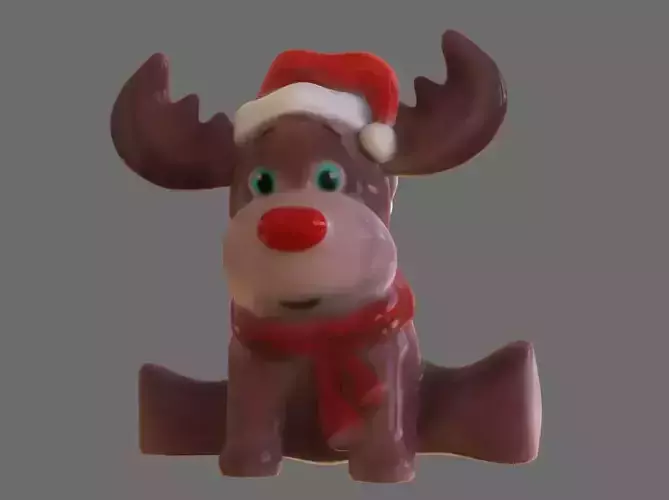 Reindeer wearing santa hat