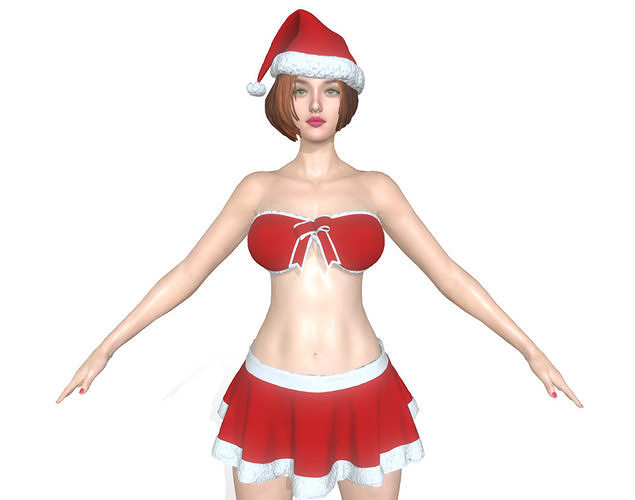 Merry Christmas Girl Low-poly 3D model