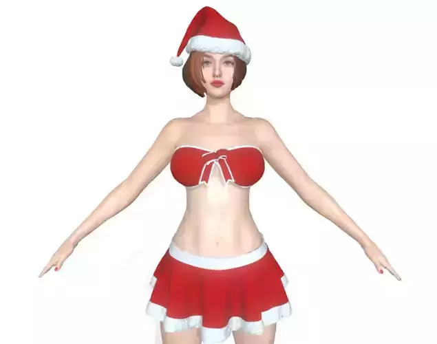 Merry Christmas Girl Low-poly 3D model