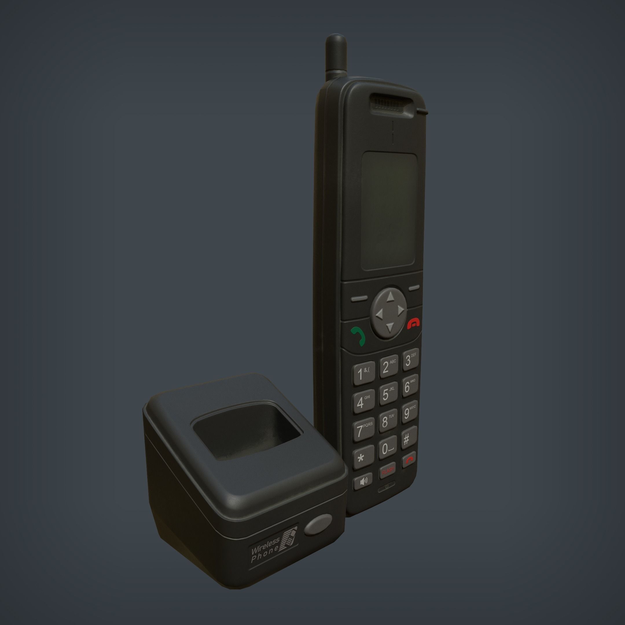Wireless Phone and Base Low-poly 3D model_3