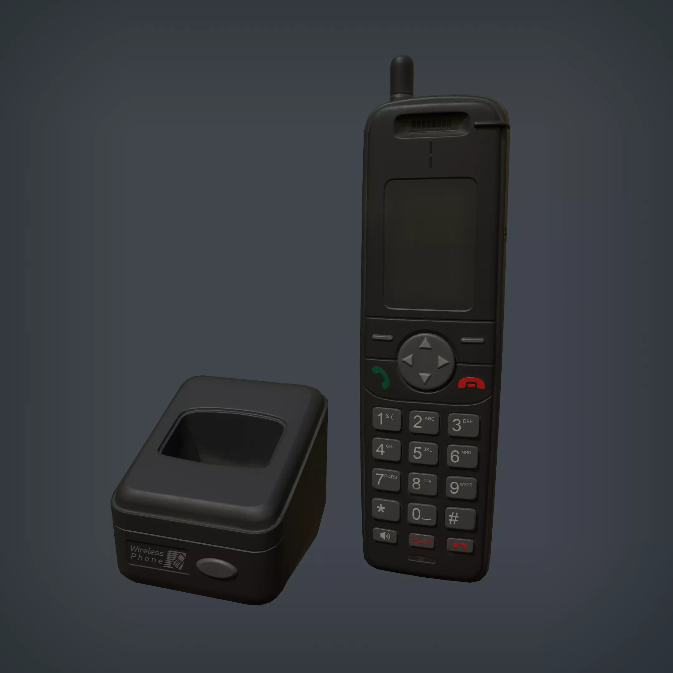 Wireless Phone and Base Low-poly 3D model_0