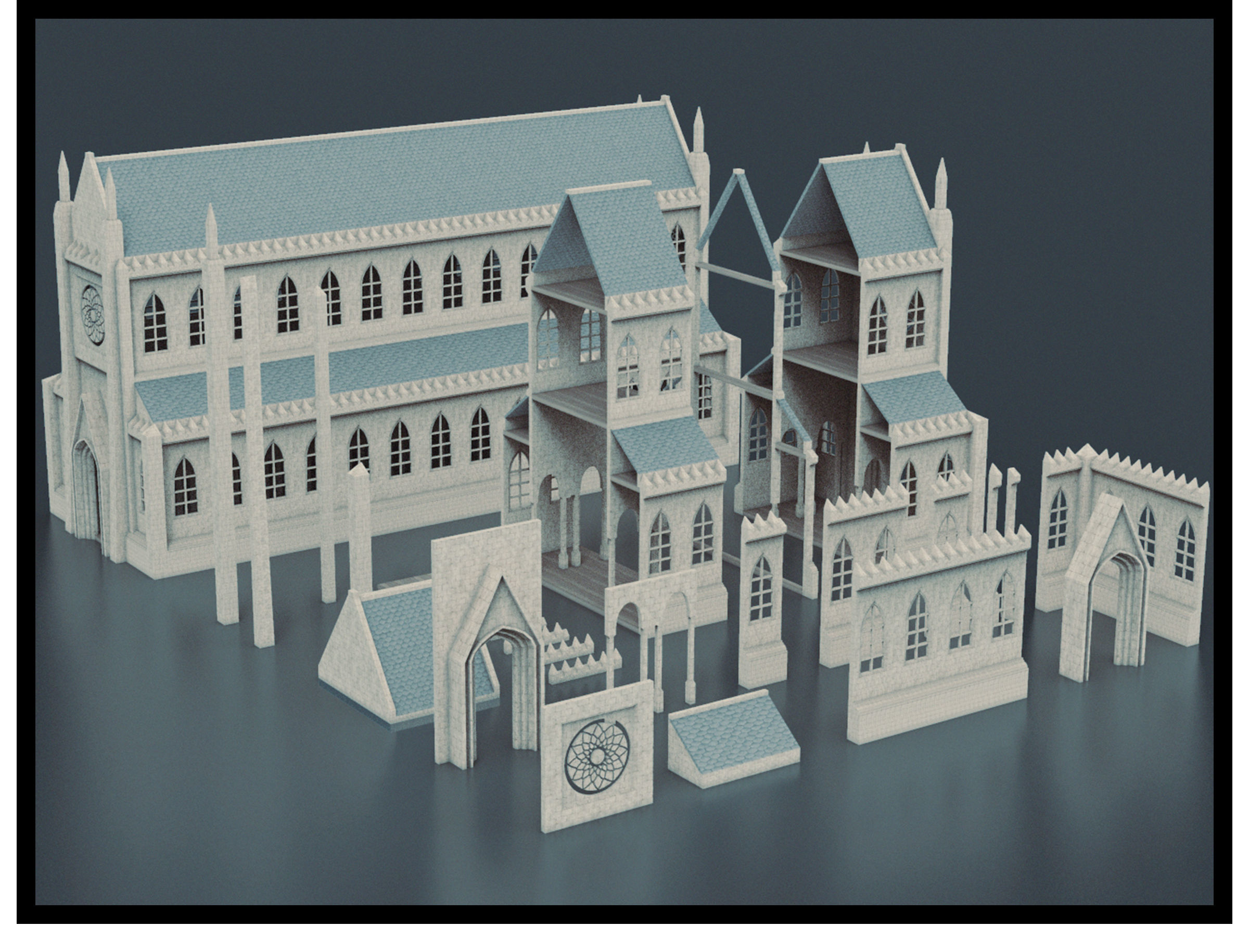 Medieval Kitbash 02 Low-poly 3D model_1