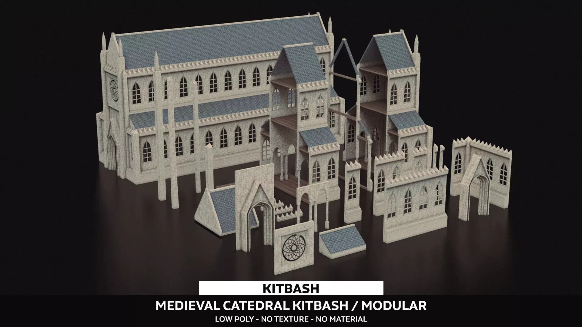 Medieval Kitbash 02 Low-poly 3D model_0