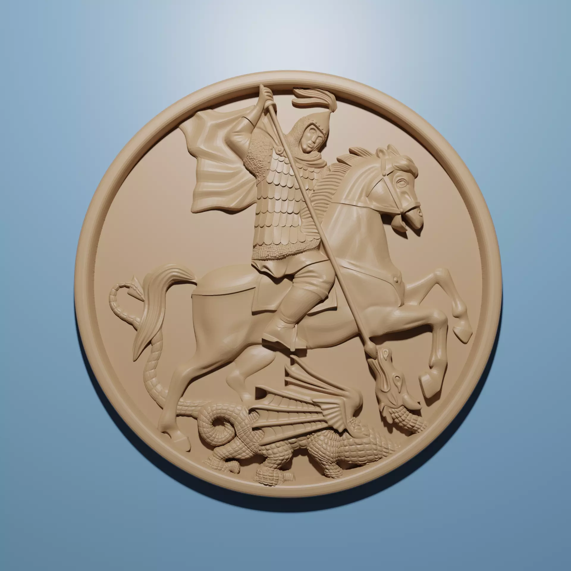 Saint George 3D STL Model for CNC Router Engraver Relief 3D print model_0