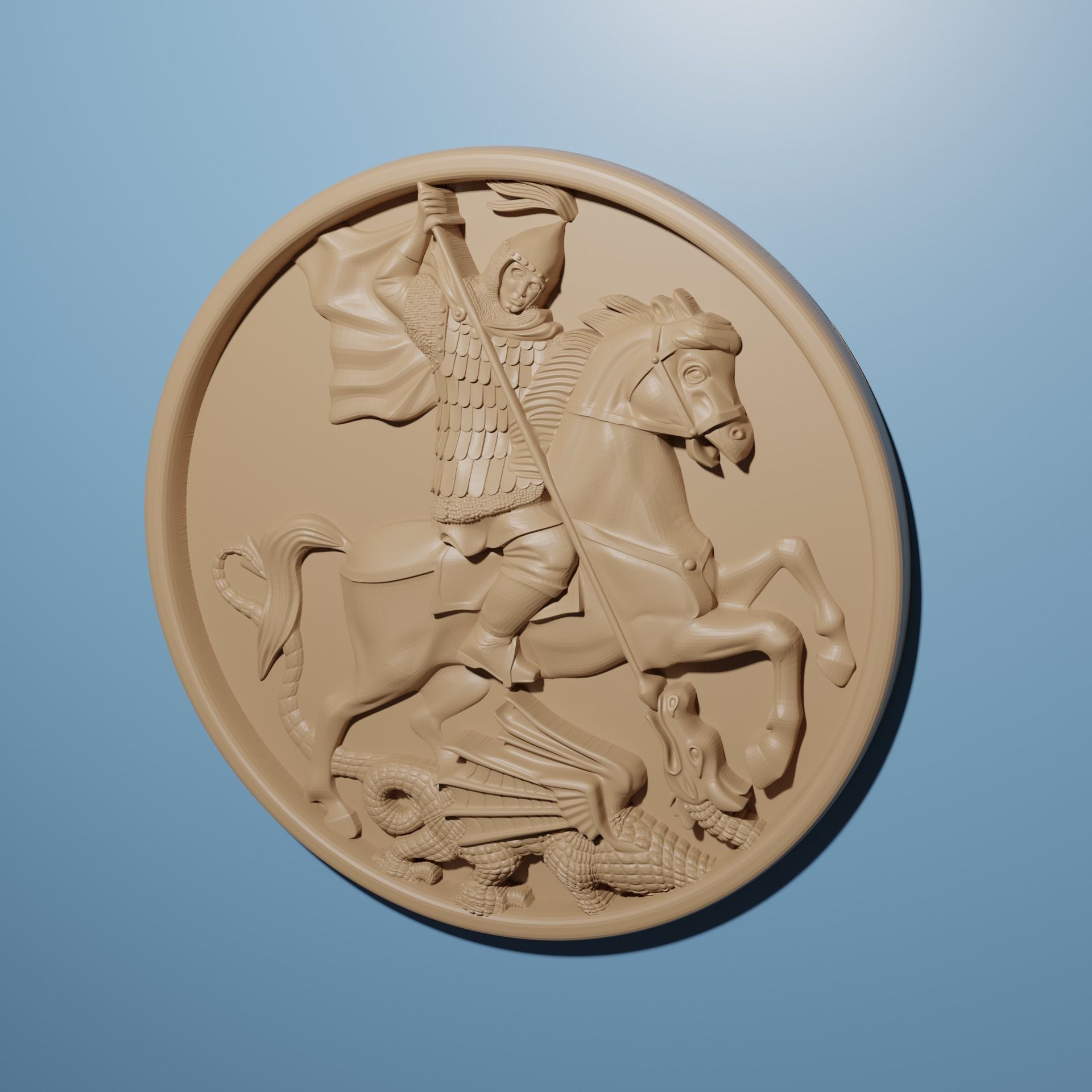 Saint George 3D STL Model for CNC Router Engraver Relief 3D print model_1