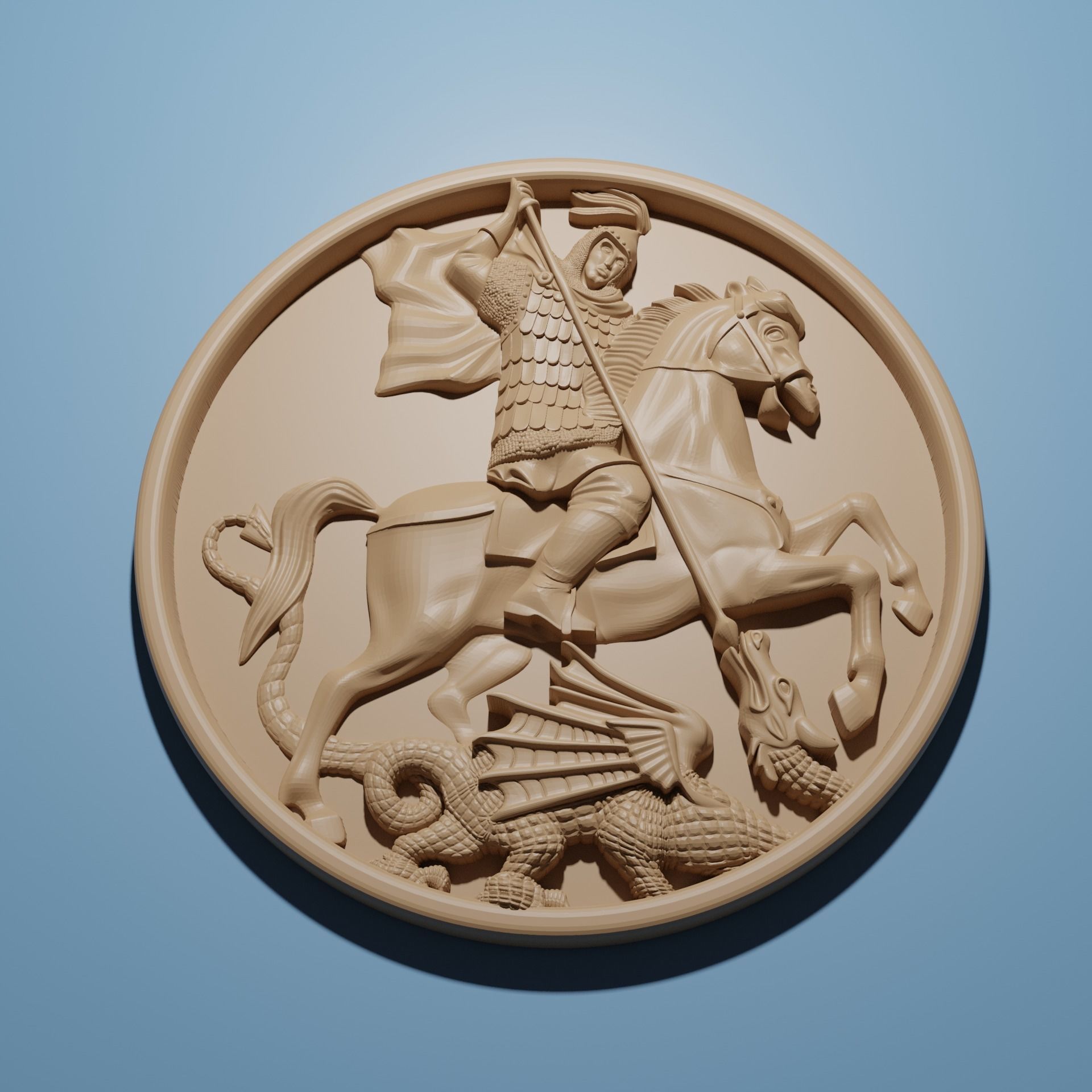 Saint George 3D STL Model for CNC Router Engraver Relief 3D print model_2