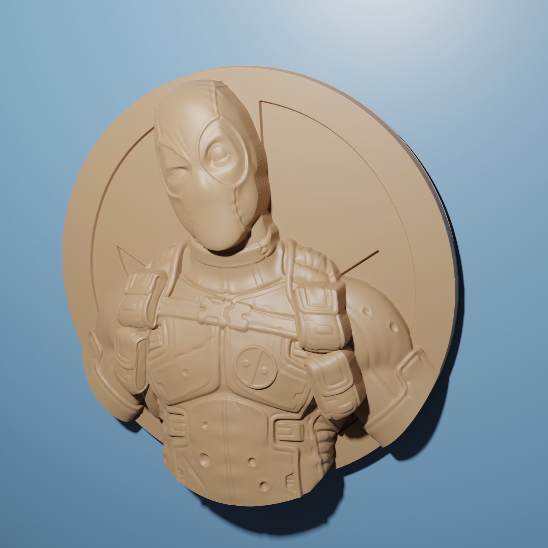Deadpool artcam relief model in stl format 3D for CNC Router 3D print model_1