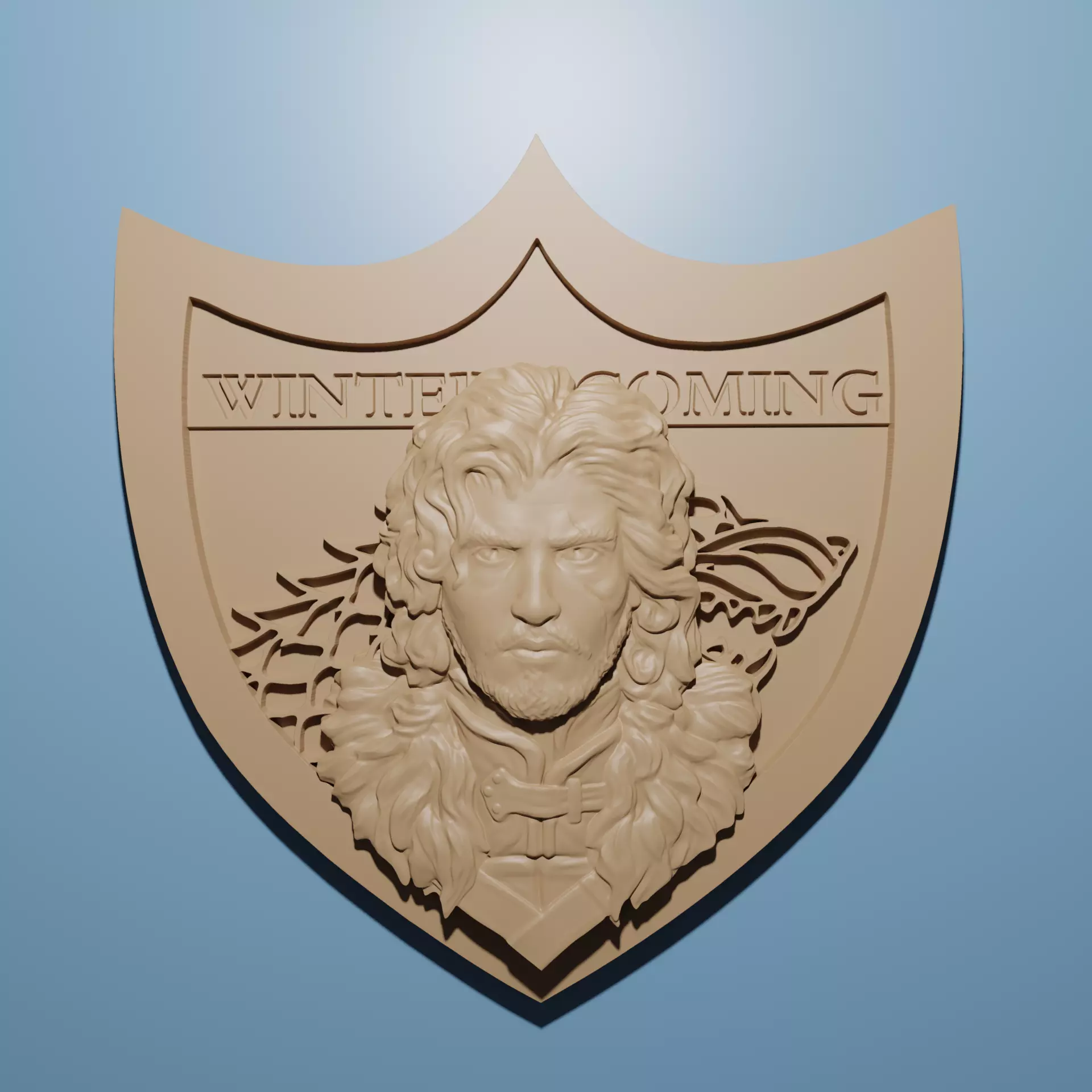 Jon Snow Winter is Coming relief model in stl 3D for CNC Router 3D print model_0