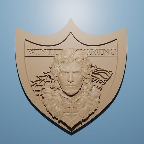 Jon Snow Winter is Coming relief model in stl 3D for CNC Router 3D print model