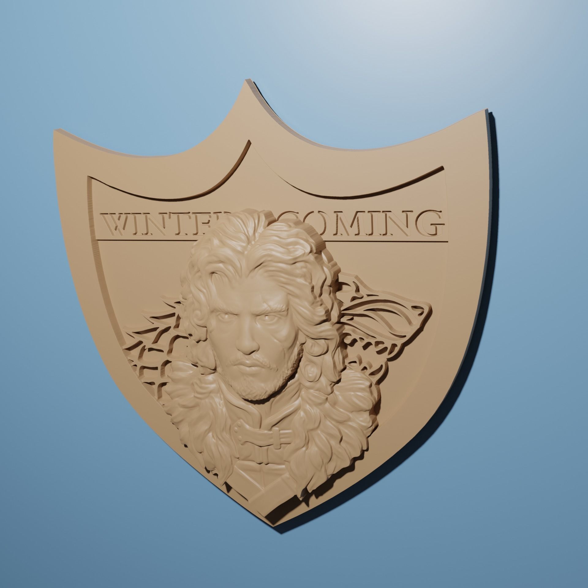 Jon Snow Winter is Coming relief model in stl 3D for CNC Router 3D print model_1