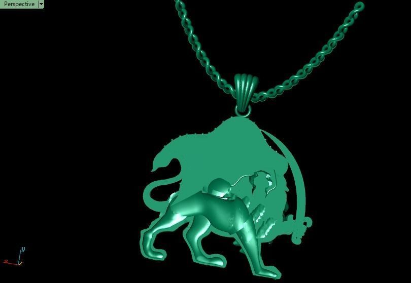Lion pendant02 3D print model_4