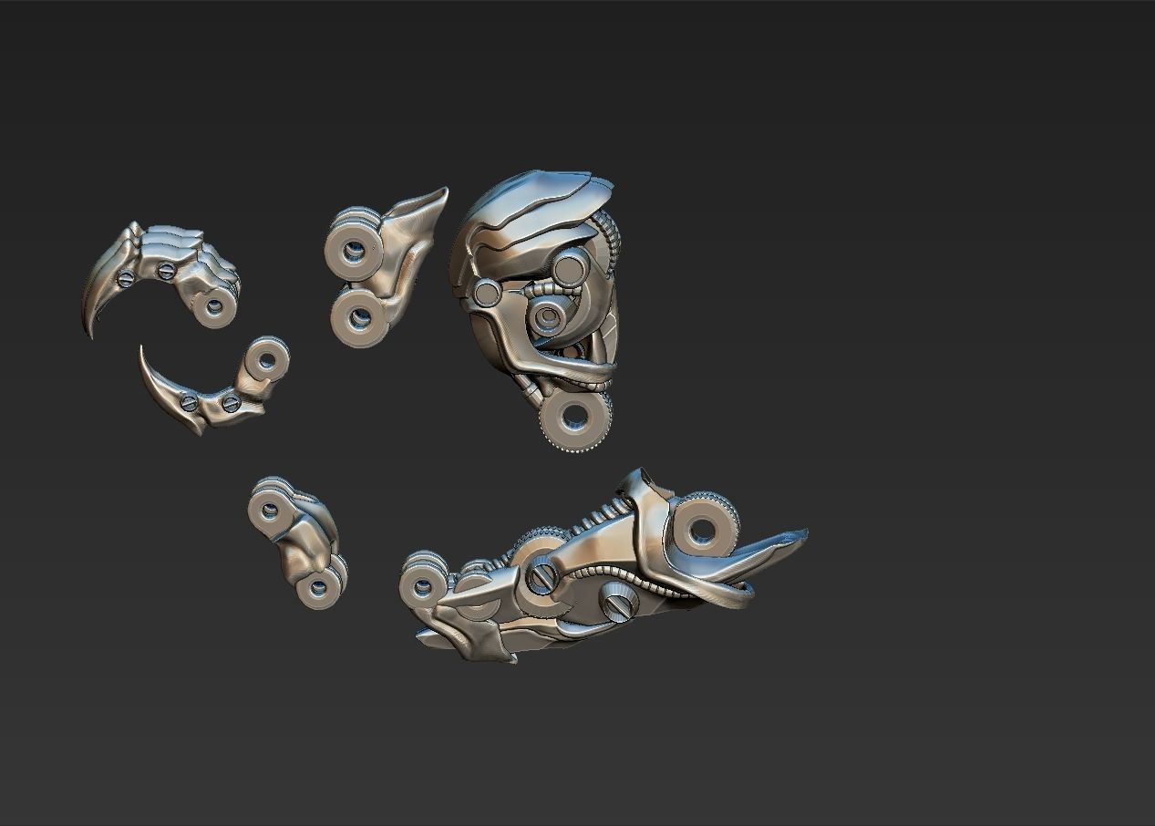 robotic mechanical dragon dinosaurs claw arm kitbash 3D print model_10