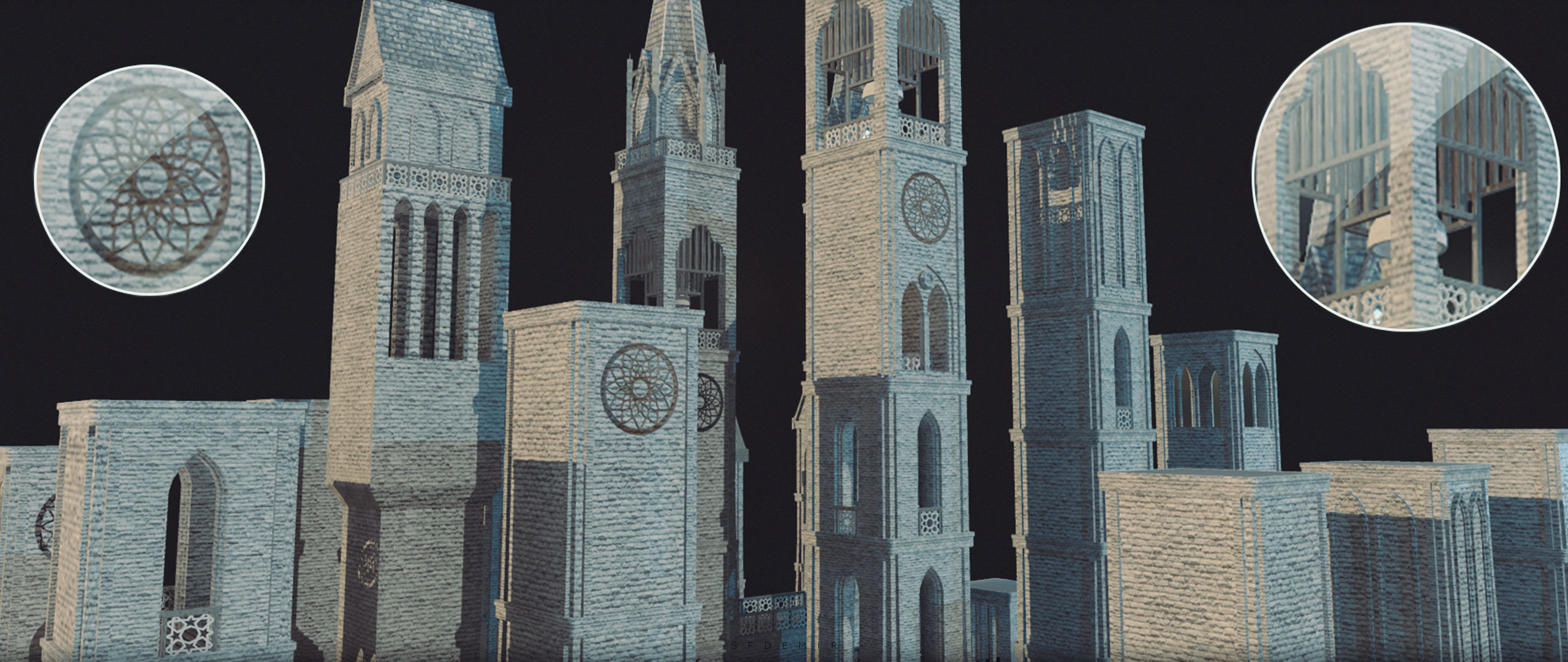 Medieval Tower Kitbash Low-poly 3D model_5