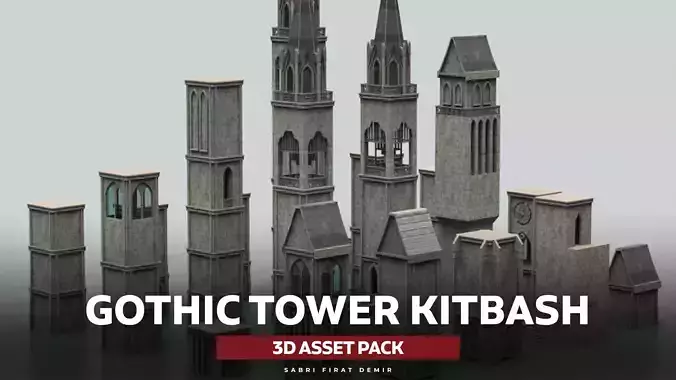 Medieval Tower Kitbash Low-poly 3D model