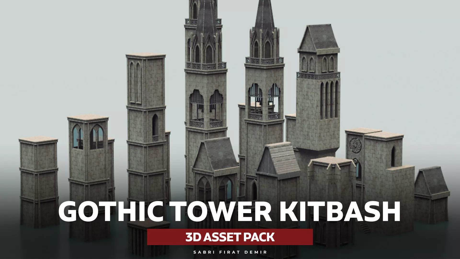Medieval Tower Kitbash Low-poly 3D model_0