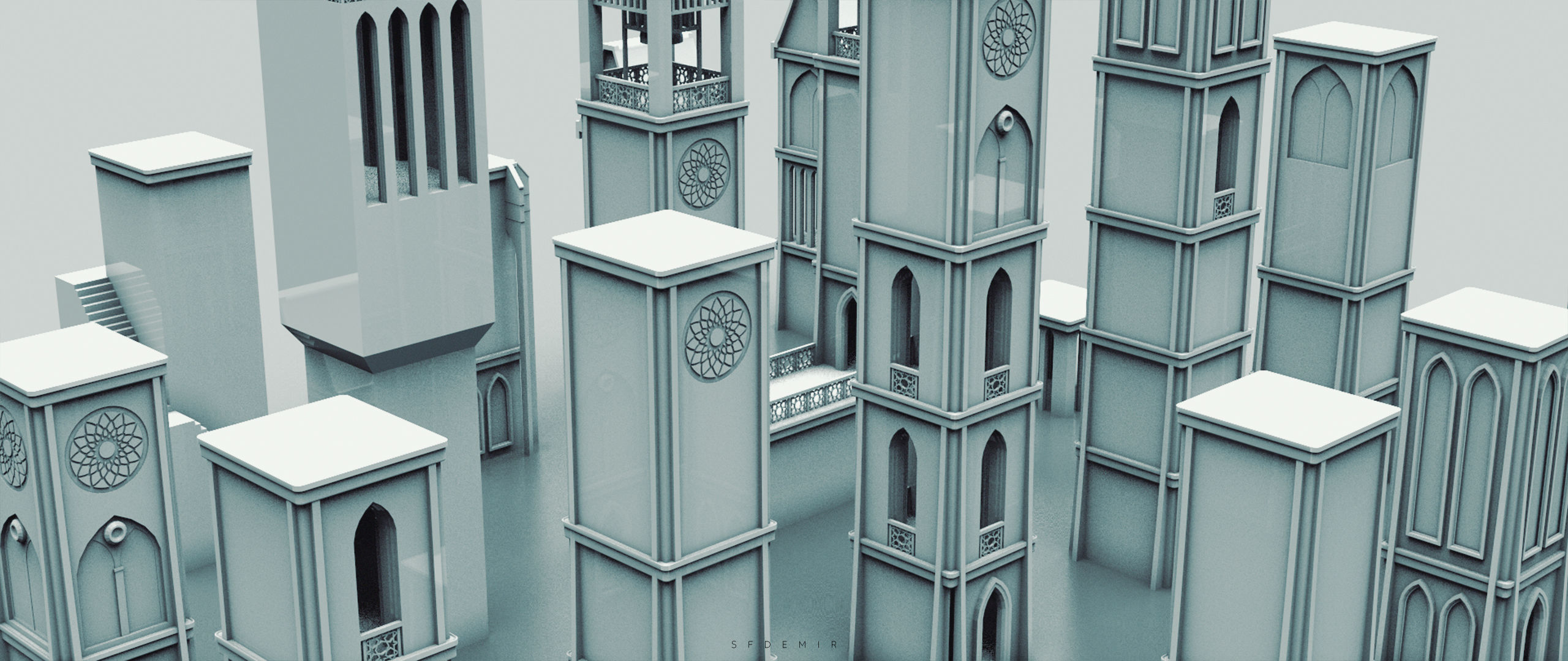 Medieval Tower Kitbash Low-poly 3D model_7