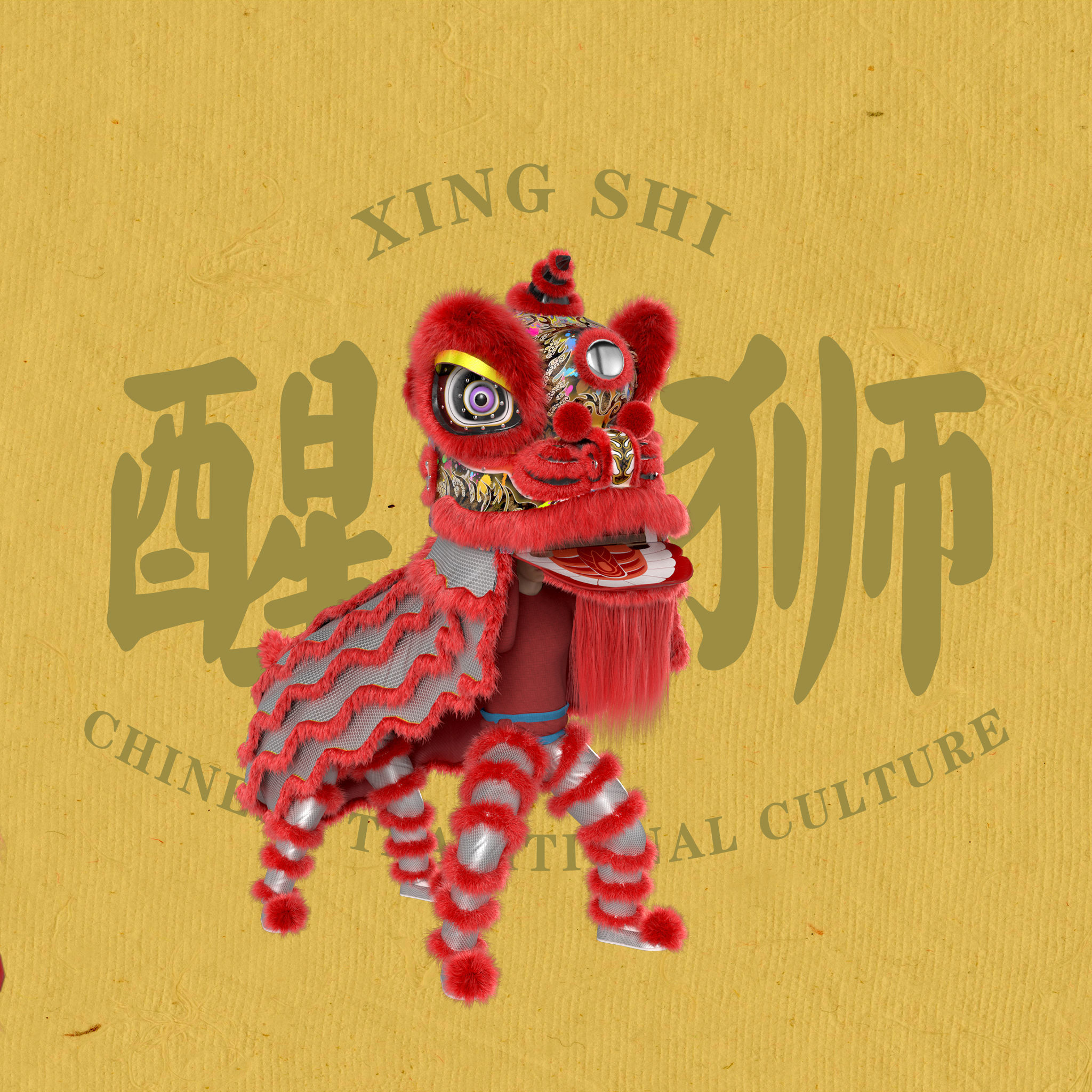 Lion dance Rigged Model 3D model_10