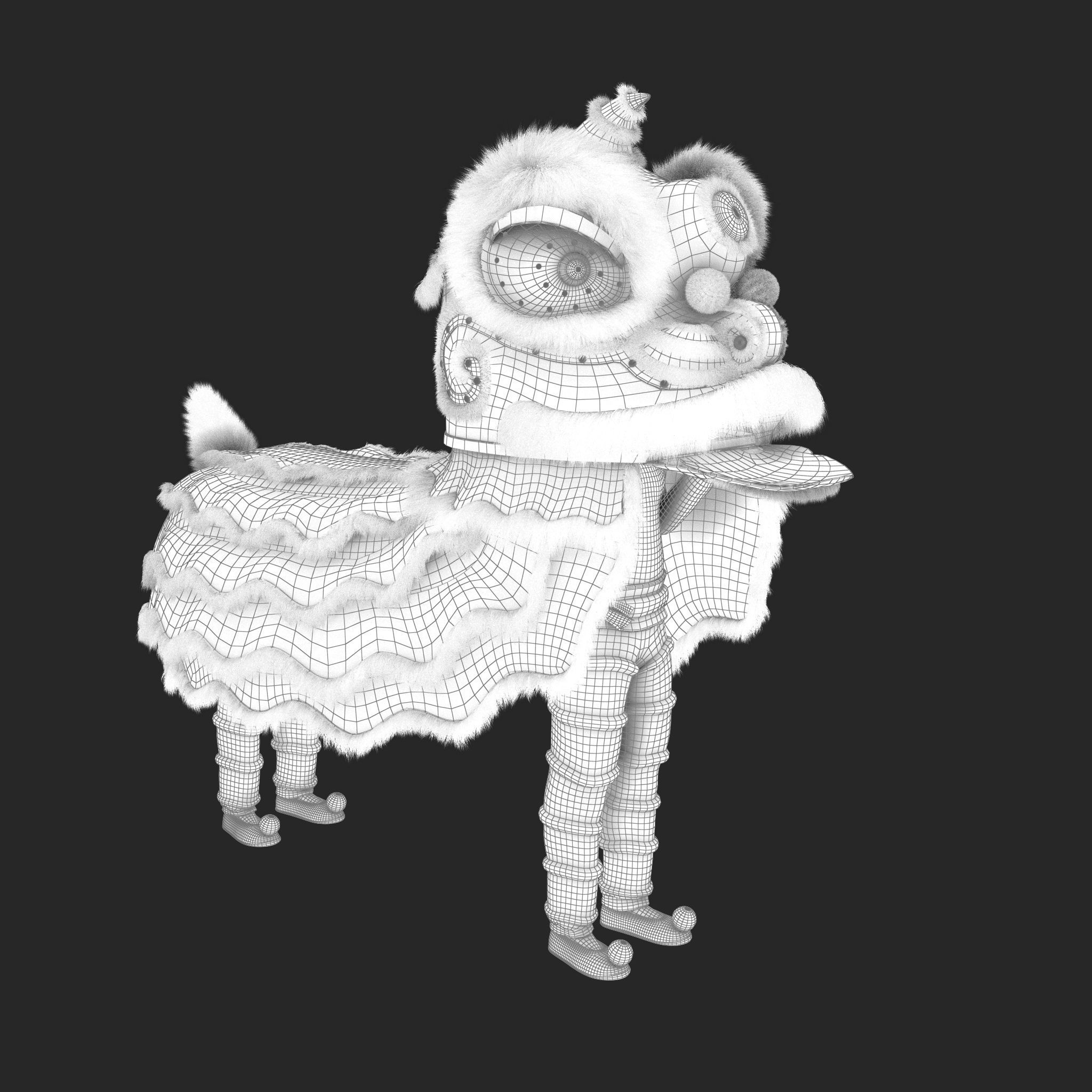 Lion dance Rigged Model 3D model_18