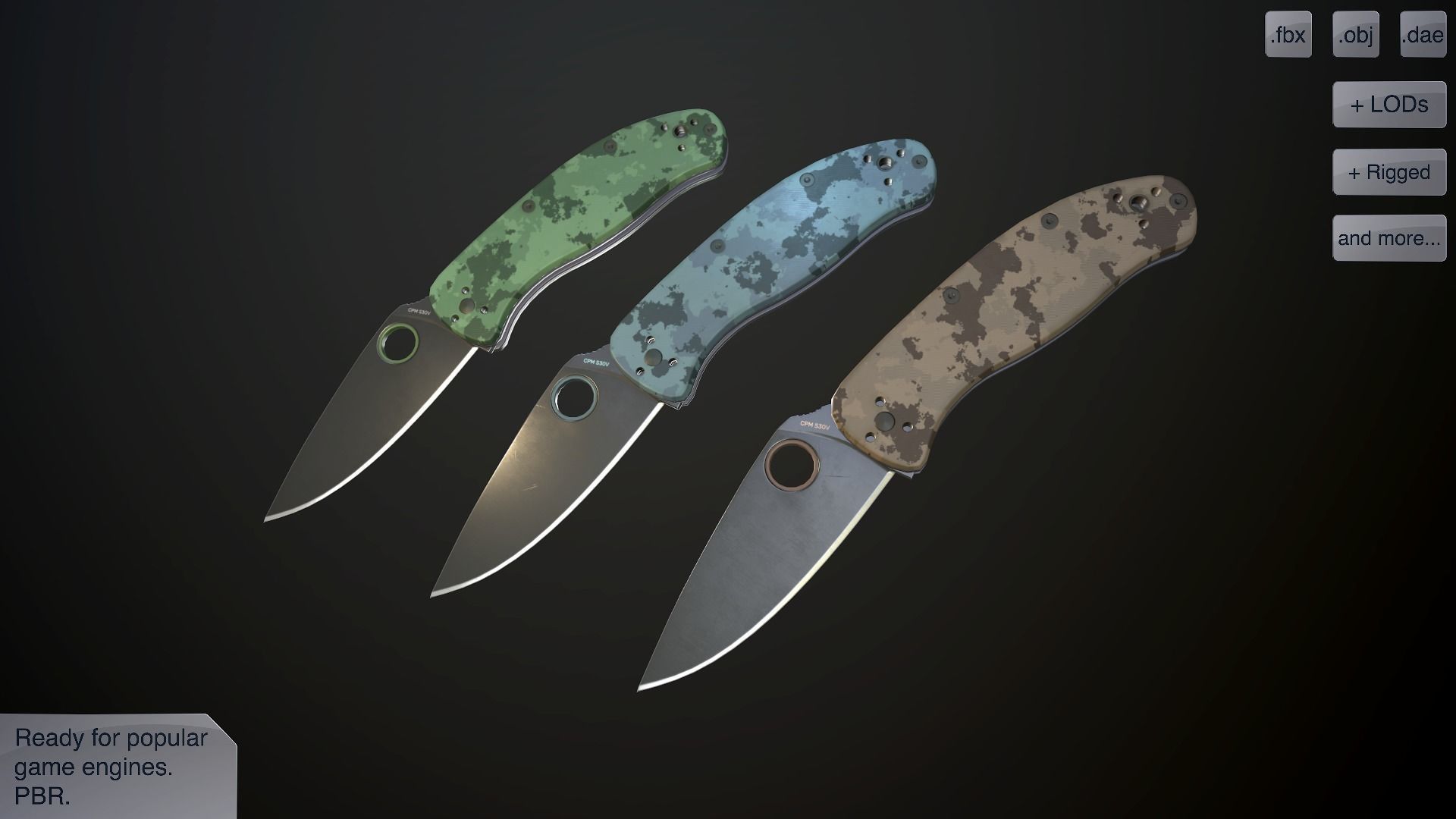 Clasp knives spider vol pack Low-poly 3D model_0
