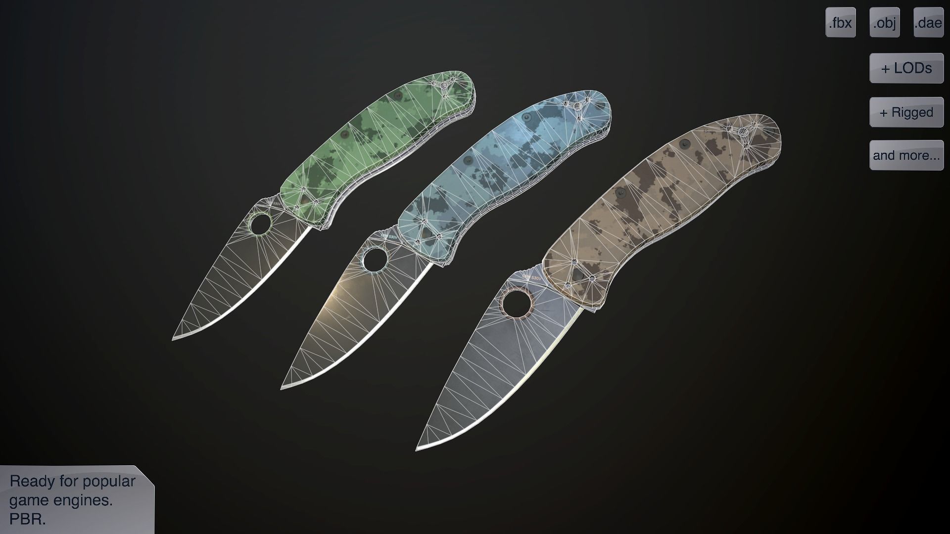 Clasp knives spider vol pack Low-poly 3D model_1