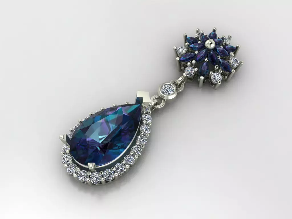  Stone  Diamonds Pendant 3D Model  3D model_0