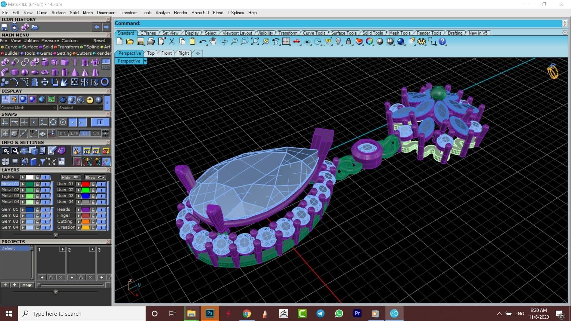  Stone  Diamonds Pendant 3D Model  3D model_1