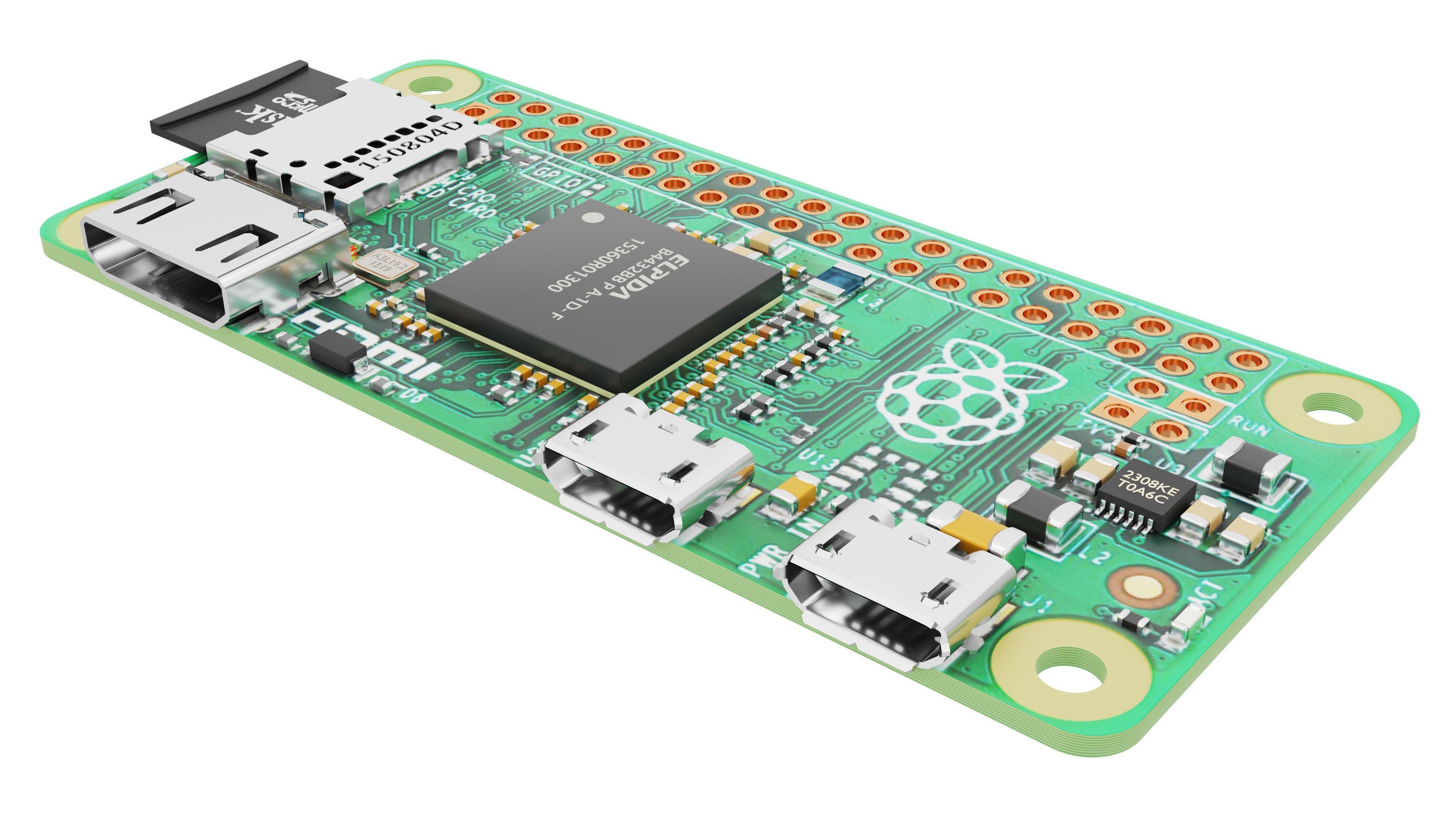 raspberry pi zero Low-poly 3D model_3