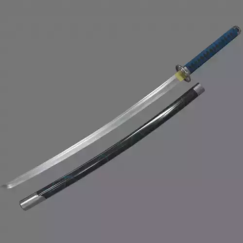 PBR Katana Japanese Sword Blue