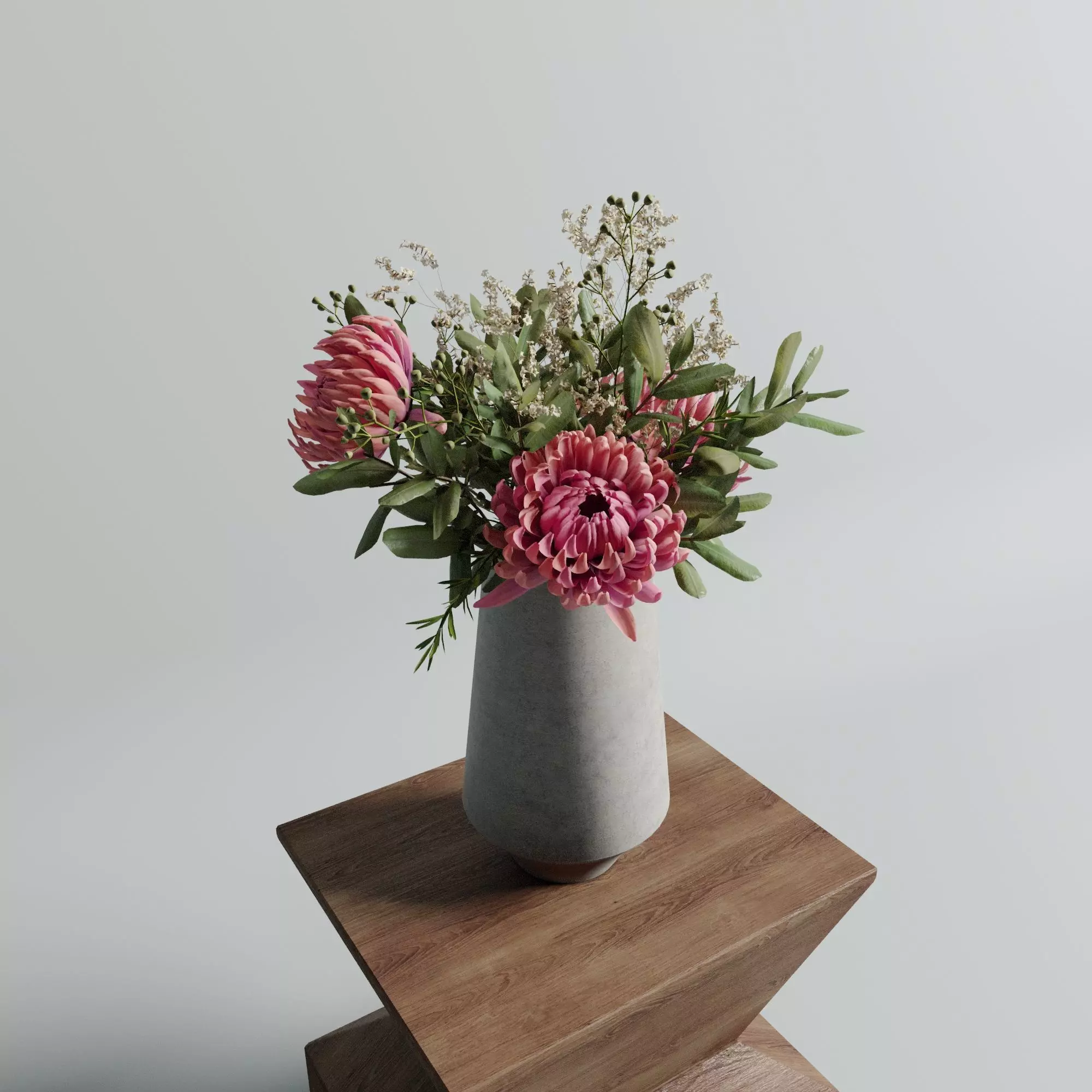Chrysanthemum vase arrangement 3D model