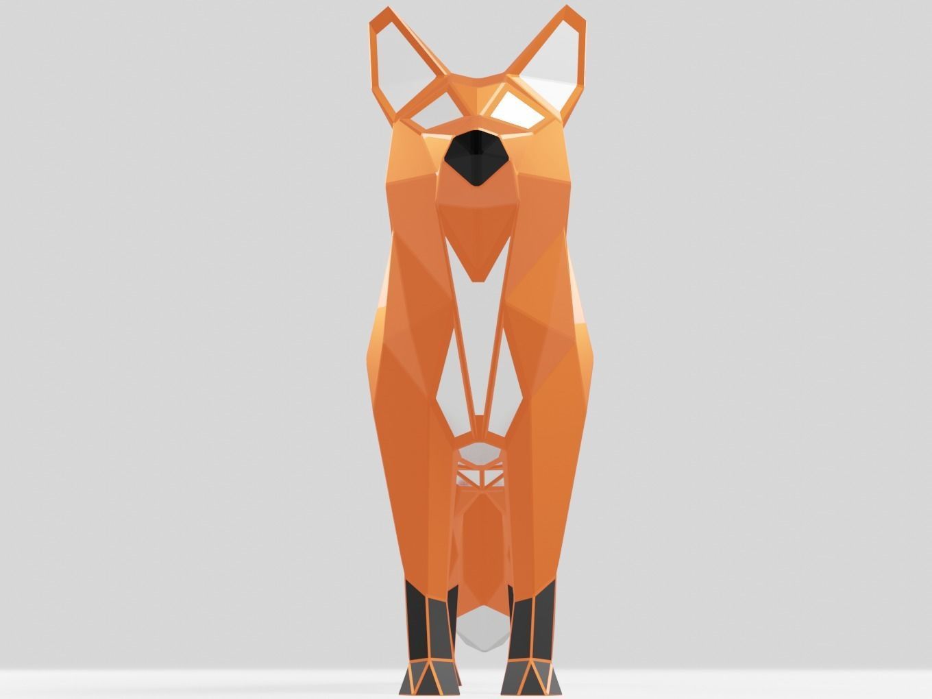 Polygonal Red Fox Parametric 3D print model_2