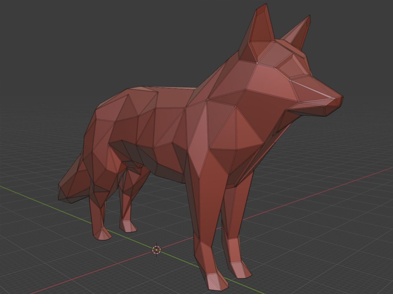 Polygonal Red Fox Parametric 3D print model_12