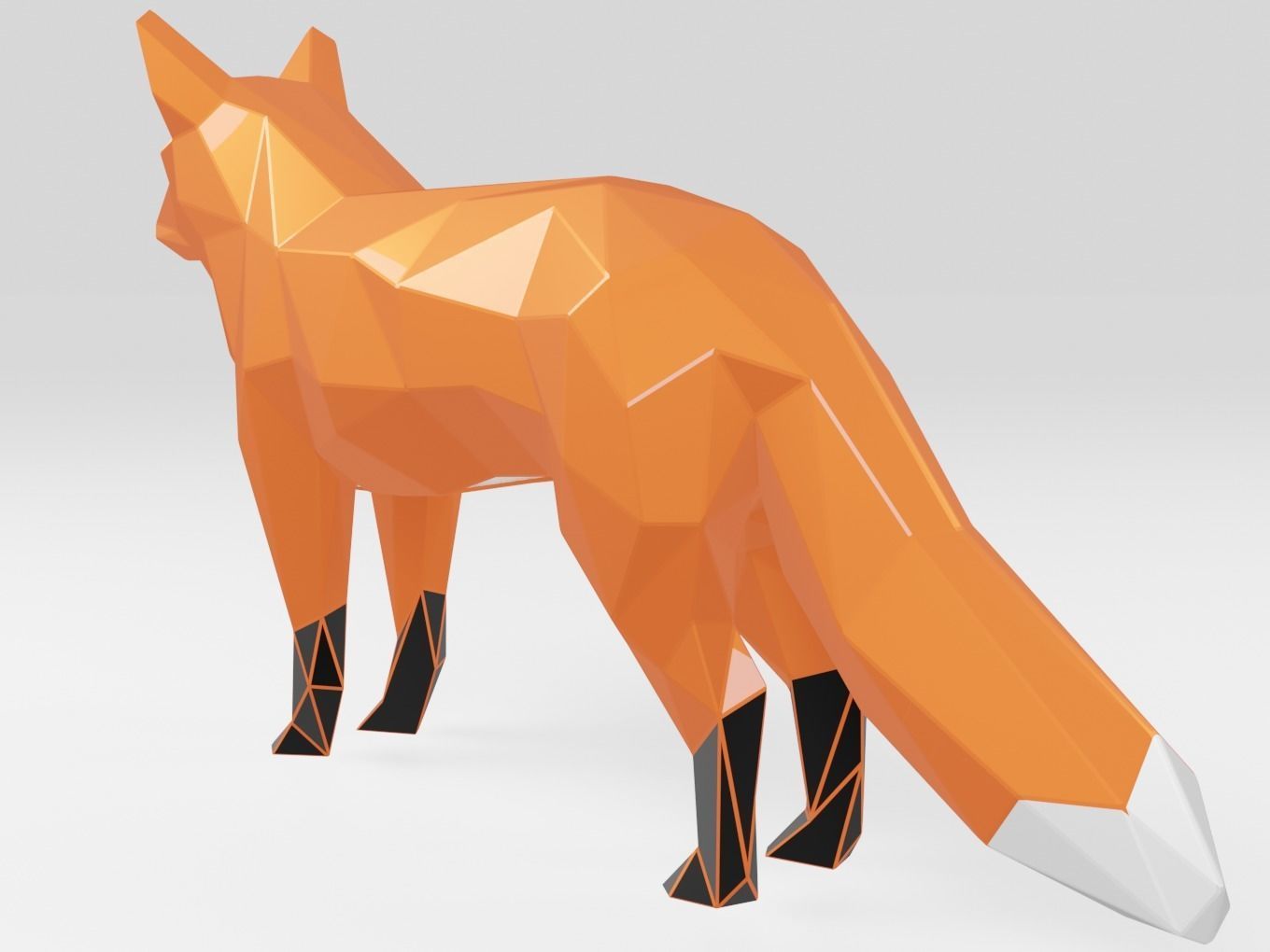 Polygonal Red Fox Parametric 3D print model_6