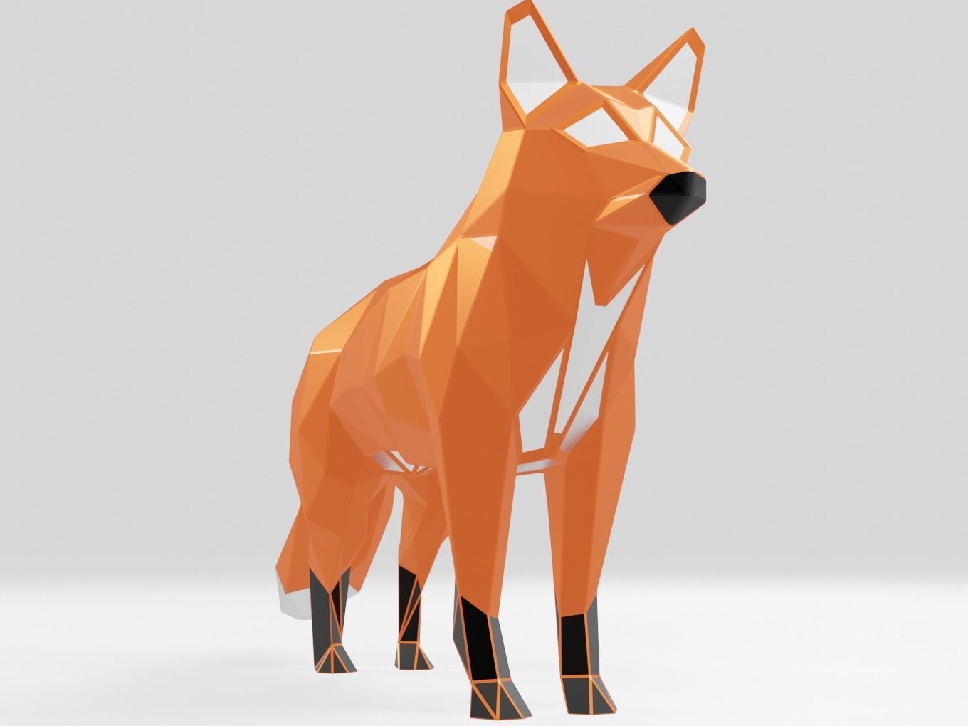 Polygonal Red Fox Parametric 3D print model_1