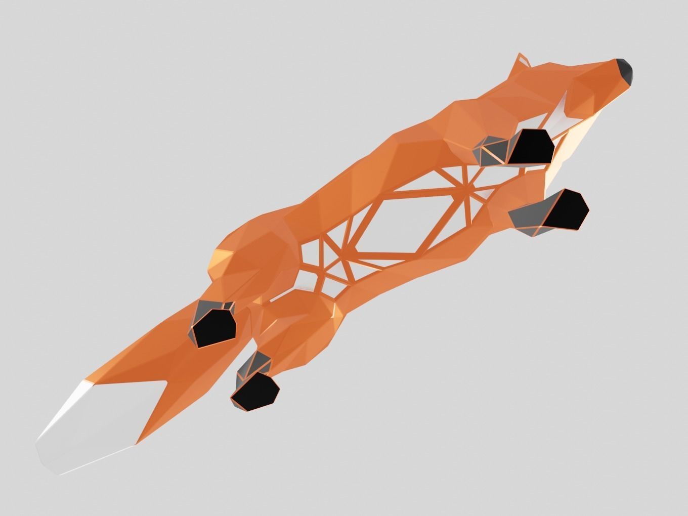 Polygonal Red Fox Parametric 3D print model_9