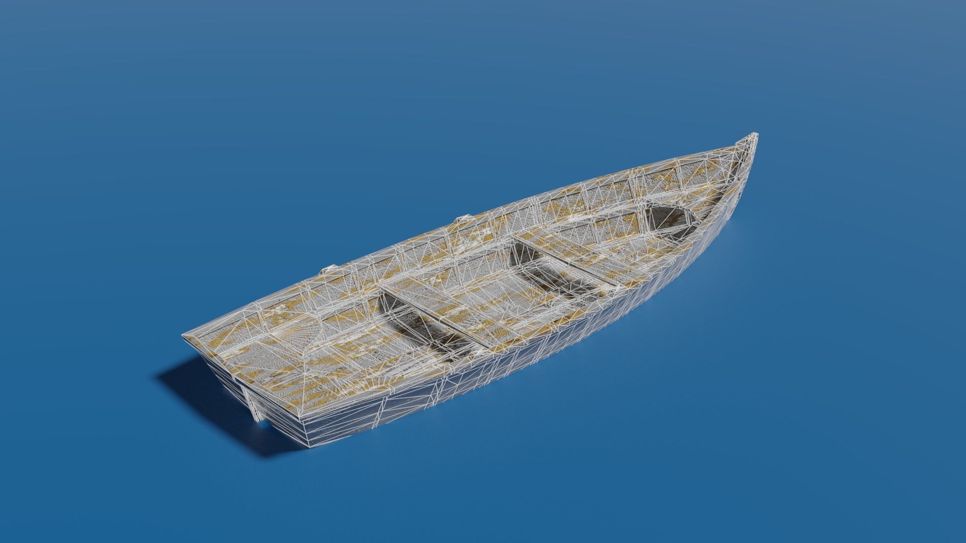 Wooden Dinghy Low-poly 3D model_6