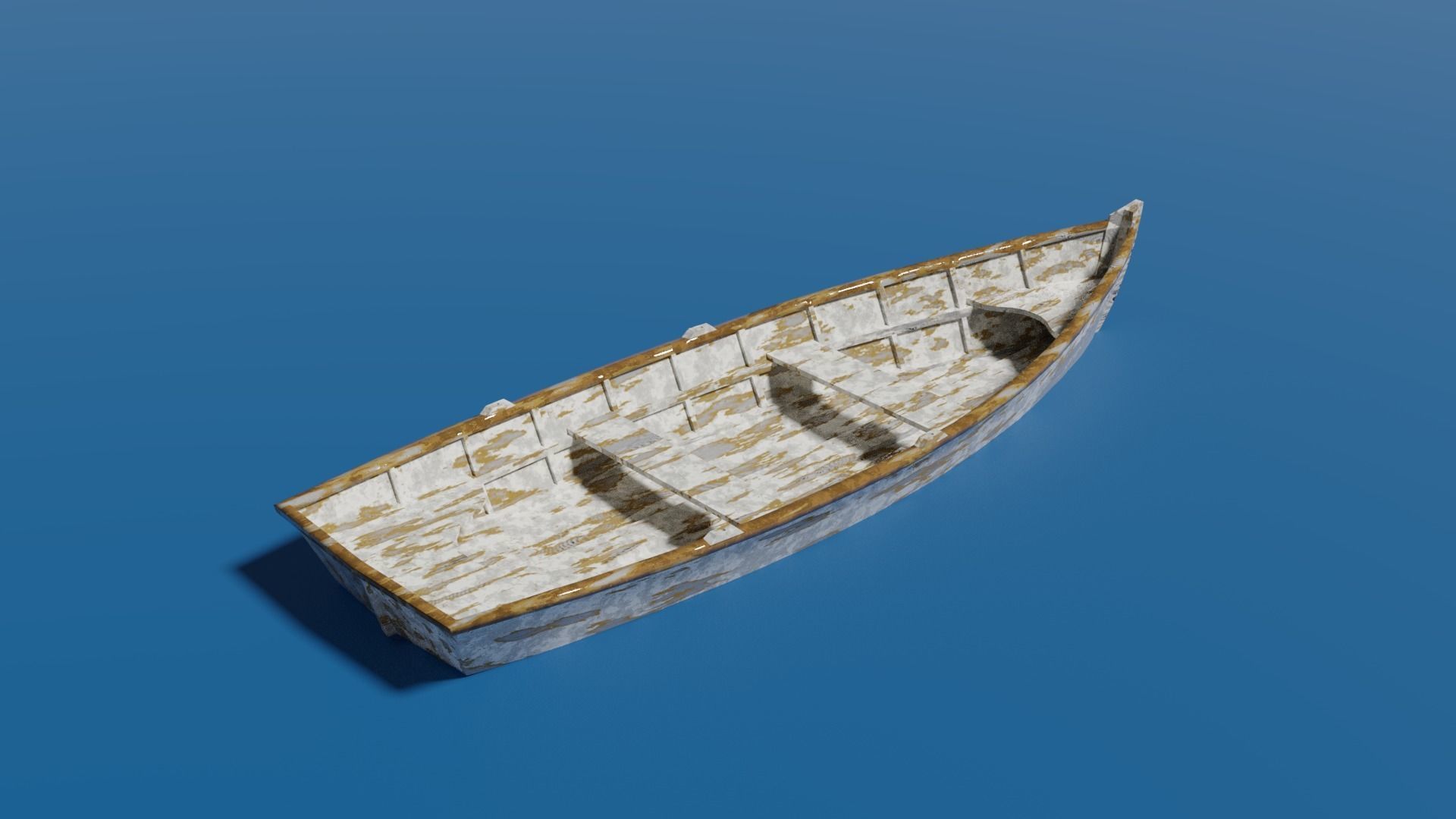 Wooden Dinghy Low-poly 3D model_4