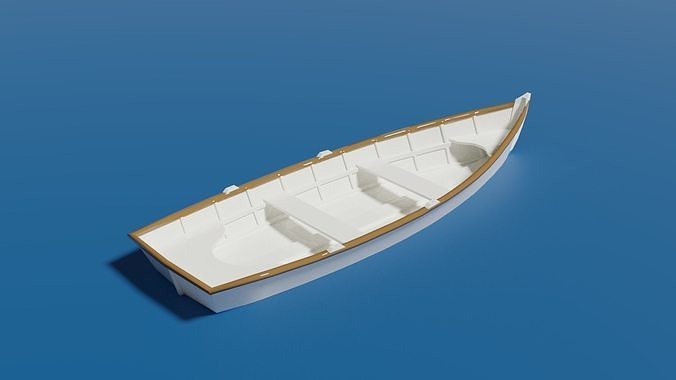 Wooden Dinghy Low-poly 3D model