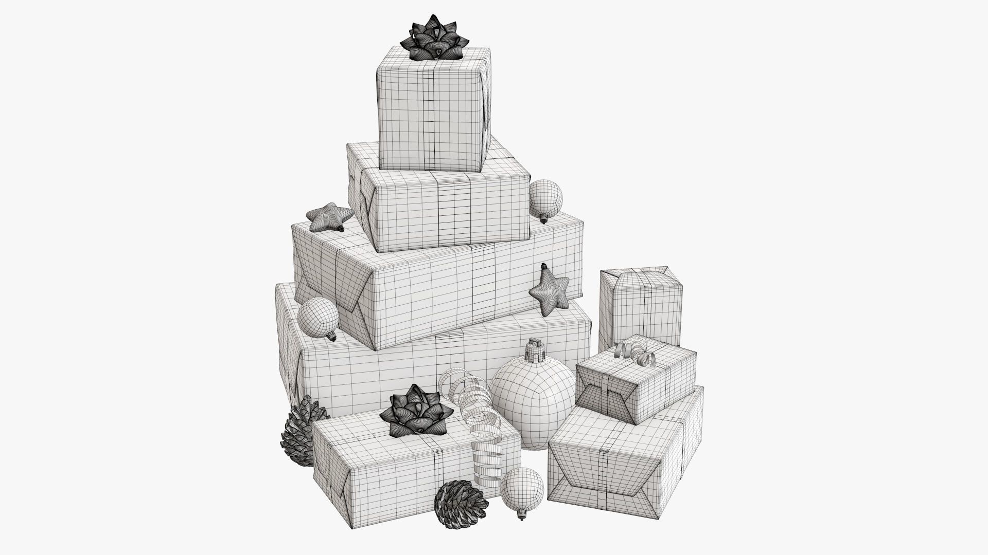 Decorated Christmas gifts 01v2 3D model_5