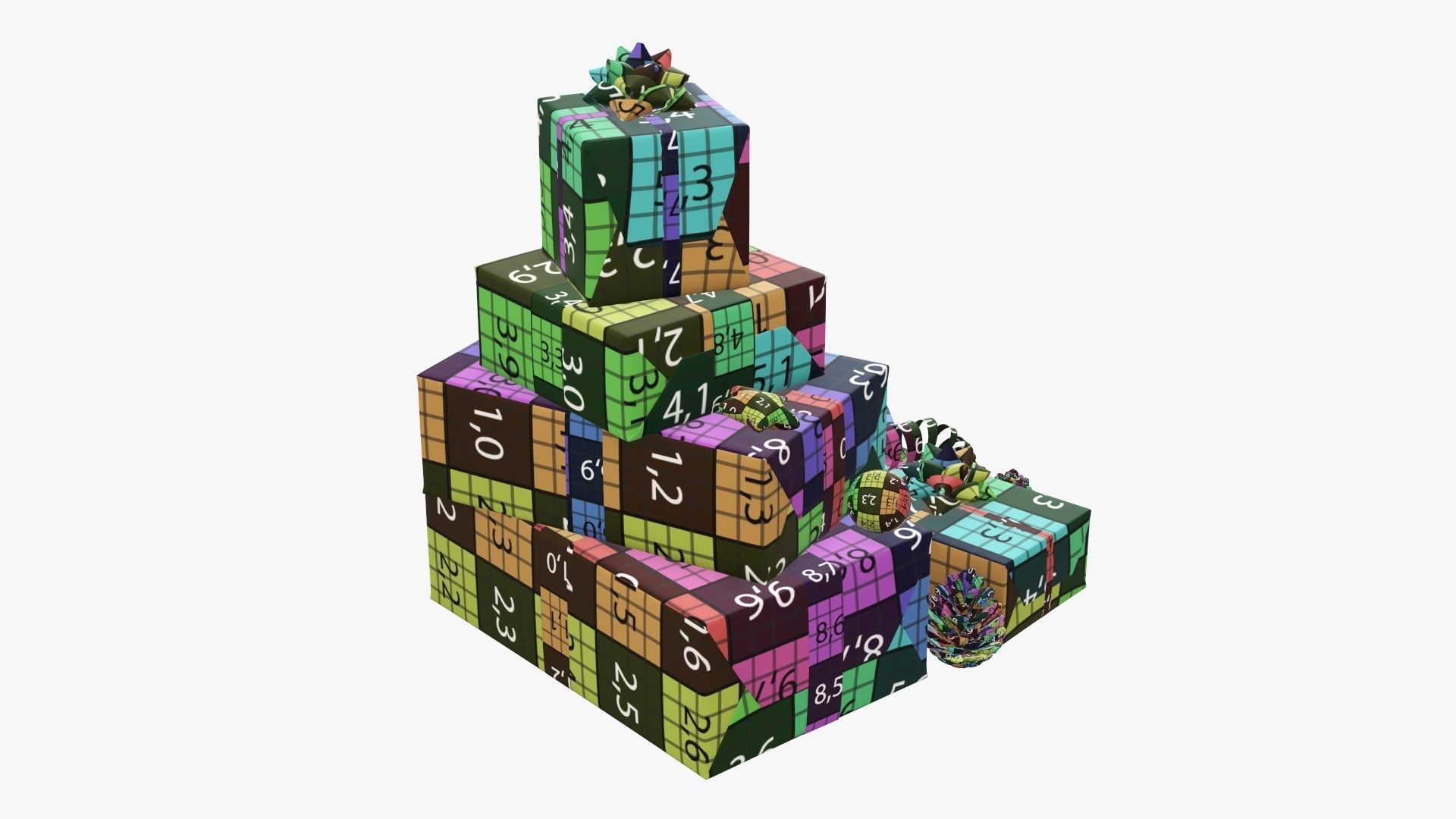 Decorated Christmas gifts 01v2 3D model_11