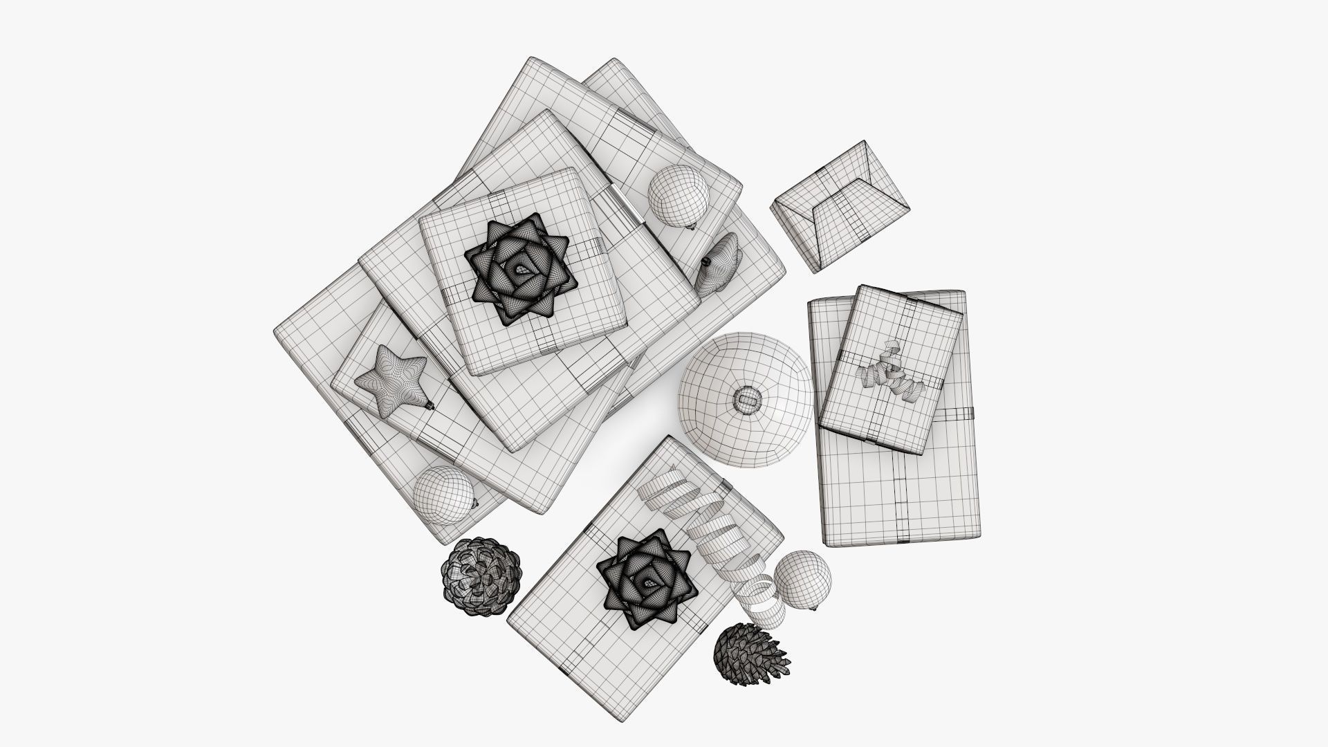 Decorated Christmas gifts 01v2 3D model_9