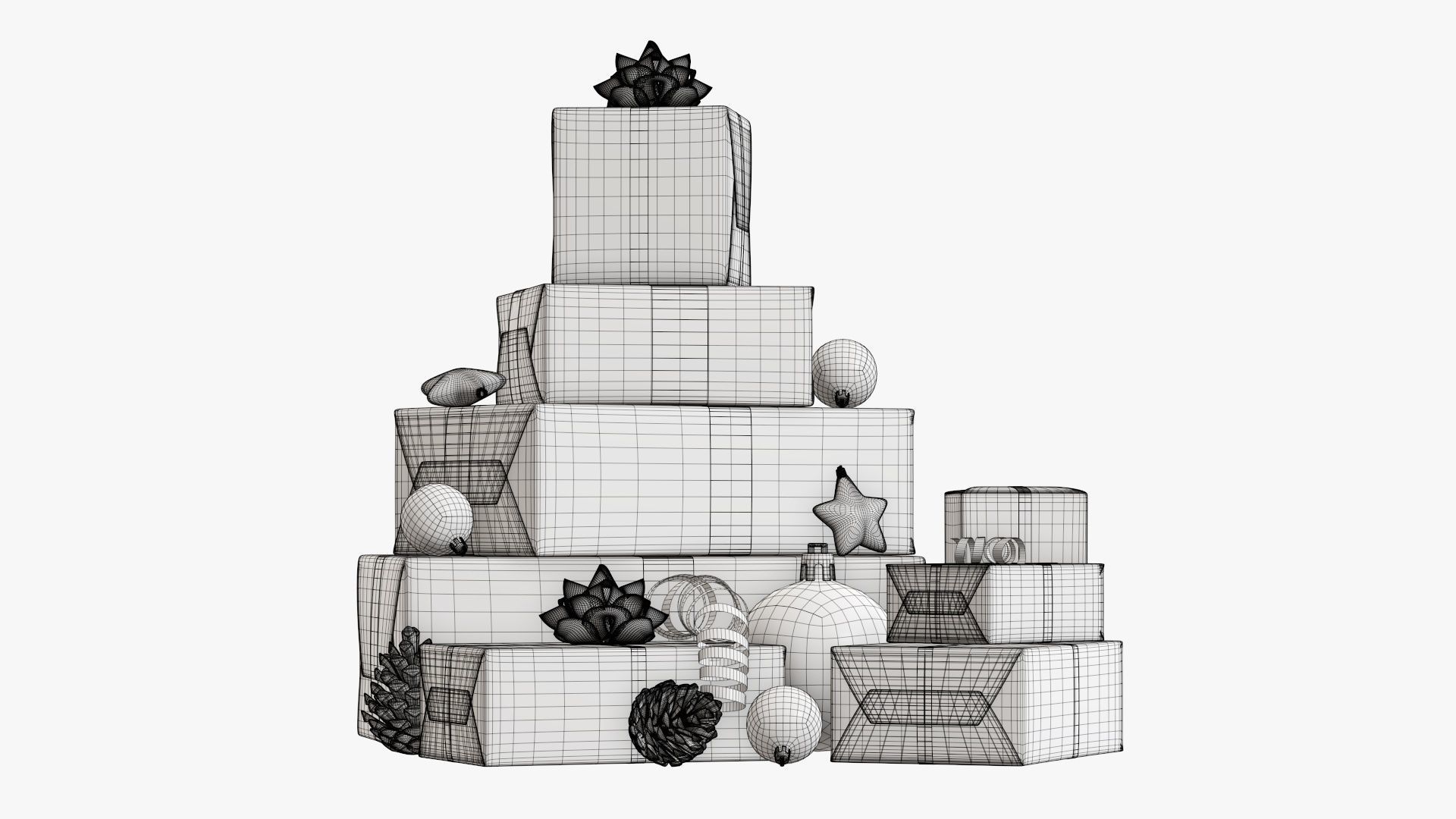 Decorated Christmas gifts 01v2 3D model_8