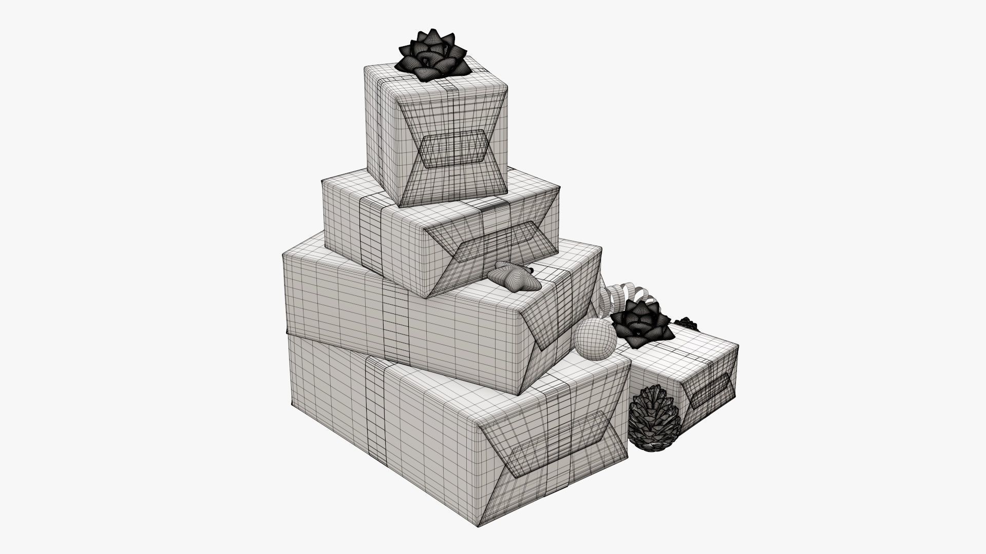 Decorated Christmas gifts 01v2 3D model_6