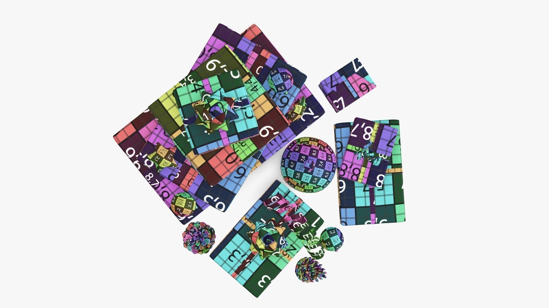 Decorated Christmas gifts 01v2 3D model_14